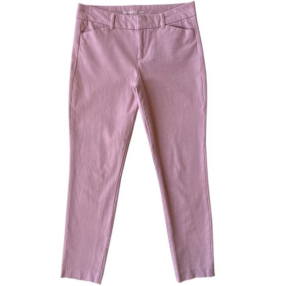 Old Navy Women's Pixie Chino Pants 4 Light Pink Mid Rise Ankle Stretch Slim Leg - Picture 1 of 7